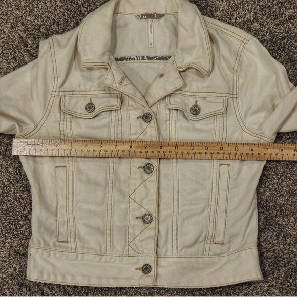 Free People Cream Jean Jacket Size XS - Picture 3 of 5